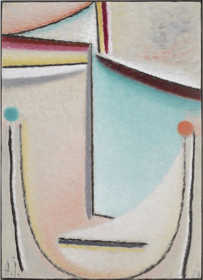 Cabeça abstrata: Rosa-Azul Claro, 1929 (óleo sobre papelão) de Alexej von Jawlensky