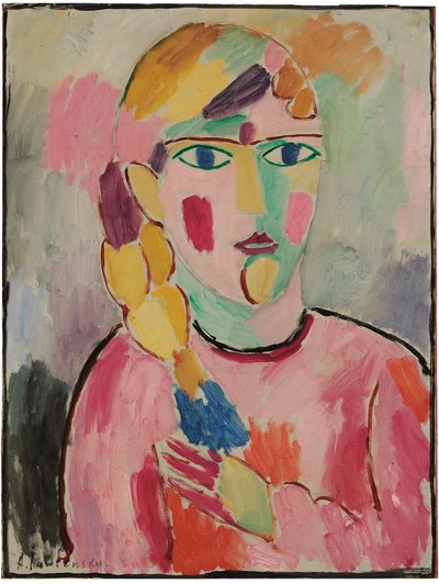 Garota de olhos azuis e um rabo de cavalo; Menina de olhos azuis e uma trança, c.1916 de Alexej von Jawlensky