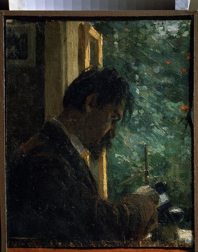 "" O gravador Vasiliy Mate (Mathe) (1856-1917) no trabalho"" Pintura de Alexei von Javlensky (Alexi von Jawlensky, Alexej von Javlenski) (1864-1941) 1892 Museu Estatal Russo São Petersburgo de Alexej von Jawlensky