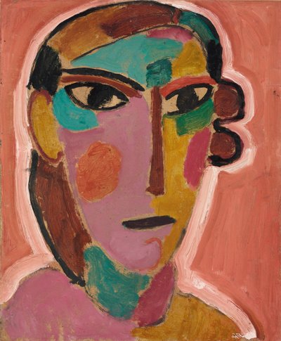 Cabeça mística: a cabeça da mulher em um fundo vermelho, c. 1917 de Alexej von Jawlensky