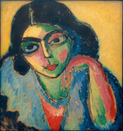 Cabelo preto em fundo amarelo de Alexej von Jawlensky