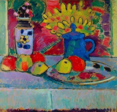 Natureza morta com flores e frutas. Por volta de 1910 de Alexej von Jawlensky