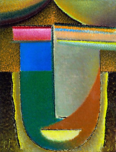 Abstracto de Visage (Afrique). (Abstract Head. Africa). Peinture de Alexei von Javlensky (Alexi von Jawlensky, Alexej von Javlensky) (1864-1941), huile sur carton de Alexej von Jawlensky