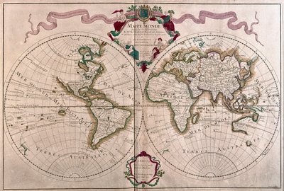 O mundo, por A.H. Jaillot em "Atlas Français" - Paris de Alexis Hubert Jaillot
