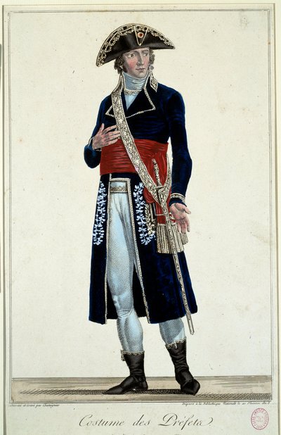 Um prefet de fato azul. Gravura de Alexis Chataignier (1772-1817) de Alexis Chataigner