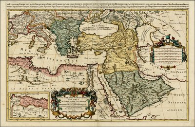 Mapa de 1692 do Império Turco na Europa, Ásia e África por Hubert Jaillot de Alexis Hubert Jaillot