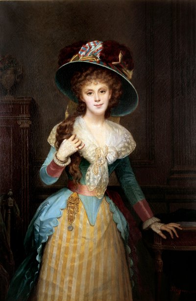 Retrato de Mulher com Big Hat Painting de Alexis Joseph Perignon (1806-1882) Dijon do século XIX, Musee des Beaux Arts de Alexis Joseph Perignon