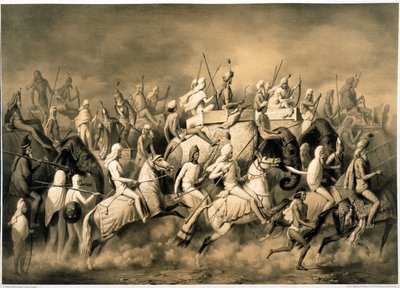 Maharaja Sher Singh do Punjab e sua comitiva caçando, ilustração de 