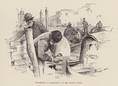 Traghetto, uma passagem do Grande Canal (gravura) de Alezzandro Zezzos