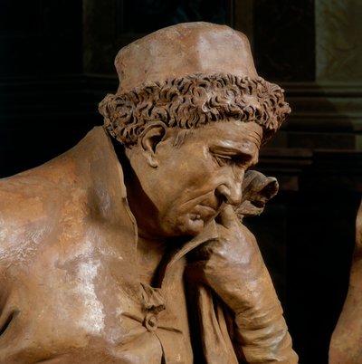 José de Arimatéia, detalhe de Lamentação de Cristo, na capela do Beato Aldrovandi (terracota) de Alfonso Lombardi