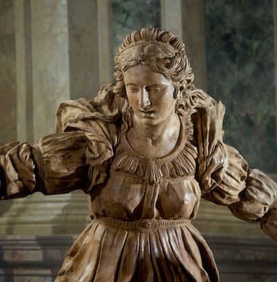 Maria Madalena, detalhe da Lamentação de Cristo, na Capela do Beato Aldrovandi (terracotta) de Alfonso Lombardi