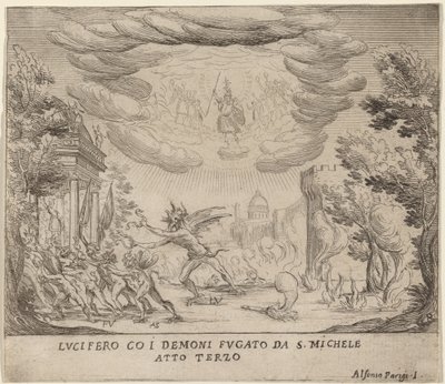 Lúcifer e Demônios Fugindo de São Miguel de Alfonso Parigi II