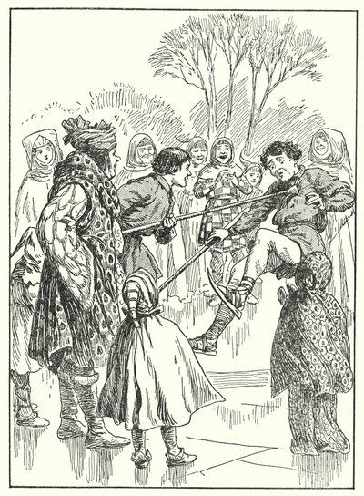 Merrie England: Aprendizes de inclinação no gelo (litografia) de Alfred (after) Pearse