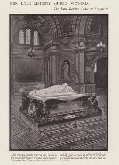 O último lugar de descanso da Rainha Victoria em Frogmore (litho) de Alfred (after) Pearse