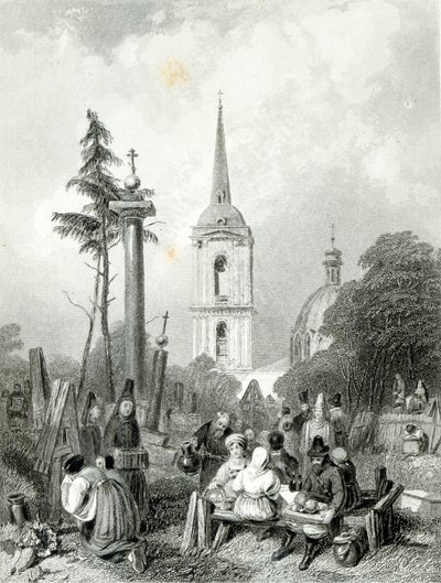 Cemitério da Igreja de Smolensko, gravado por E.Smith de Alfred (after) Vickers