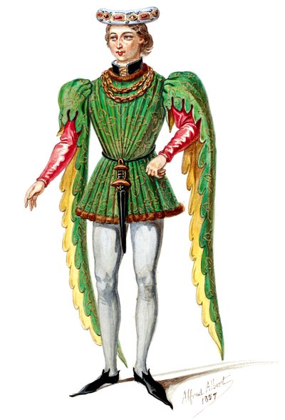 Halévy - La magicienne - modelos de figurinos por Alfred Albert - 02. Seigneur, coro masculino (retocado) de Alfred Albert