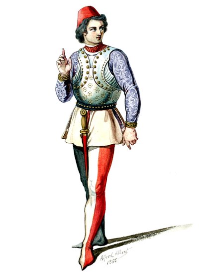 Halévy - La magicienne - modelos de figurinos por Alfred Albert - 04. Ecuyer, coro masculino (retocado) de Alfred Albert