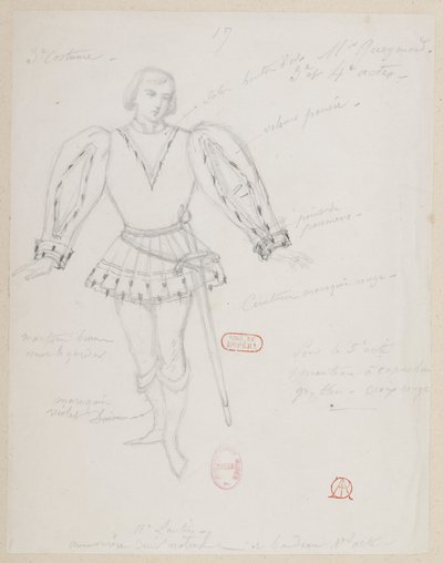 Halévy - La magicienne - modelos de figurinos de Alfred Albert - 17 (Réné), M. Gueymard, 3º figurino, 3º e 4º actos de Alfred Albert