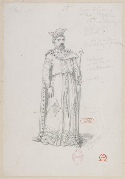 Halévy - La magicienne - modelos de figurinos de Alfred Albert - 25. Jogo de xadrez, rei cristão, M. Lefèvre de Alfred Albert