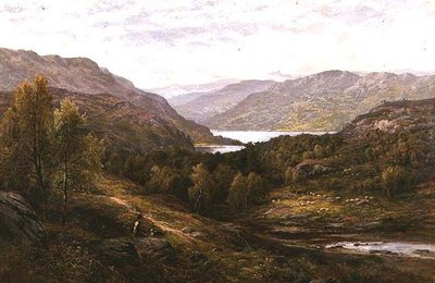 Um Rapaz Pastor com o seu Cão numa Paisagem das Terras Altas de Alfred Augustus Glendening