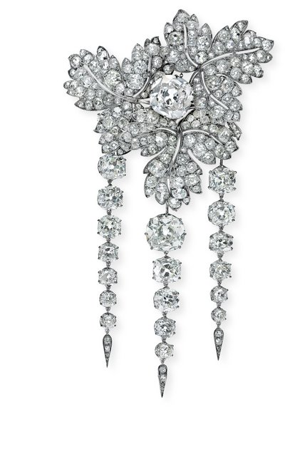 Broche &39;Folhas de Groselha&39;, c.1855 (diamantes, prata e ouro) de Alfred Bapst