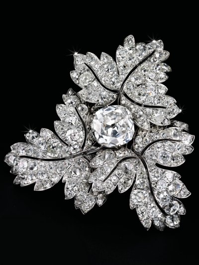 Broche &39;Folhas de Groselha&39;, c.1855 (diamantes, prata e ouro) de Alfred Bapst