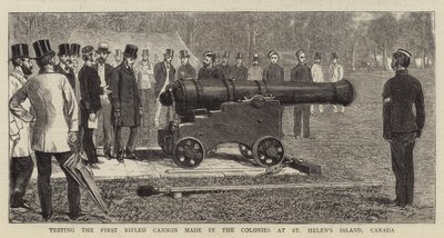 Testando o primeiro canhão de rifle feito nas colônias na ilha de Santa Helena, Canadá de Alfred Chantrey Corbould