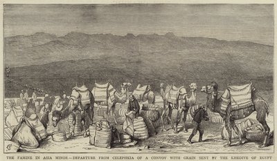 A fome na Ásia Menor, Partida de Celephkia de um comboio com grãos enviados pelo Khedive do Egito de Alfred Chantrey Corbould