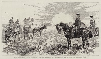 The Mountain Mule Battery, recentemente formado em Aldershot, em Action on Caesar&39;s Camp de Alfred Chantrey Corbould