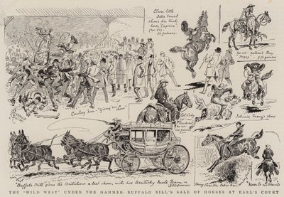 O oeste selvagem sob o martelo, a venda de cavalos de Buffalo Bill em Earl&39;s Court de Alfred Chantrey Corbould