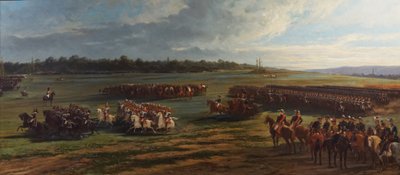Revisão da divisão de cavalaria da Guarda de Longchamp por Napoleão III e François Joseph I da Áustria, 25 de Outubro de 1867 de Alfred Charles Ferdinand Decaen