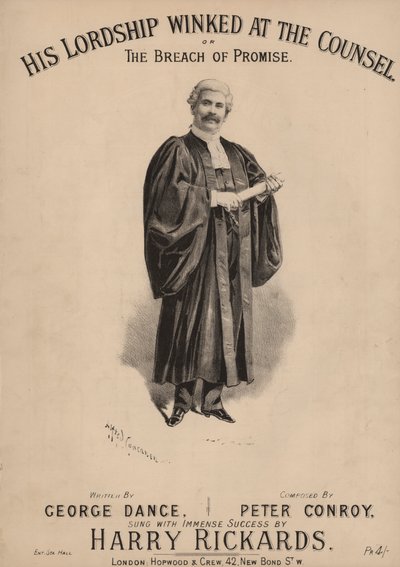 Sua Senhoria piscou o olho no Conselho, ou A quebra de promessa (cor litho) de Alfred Concanen