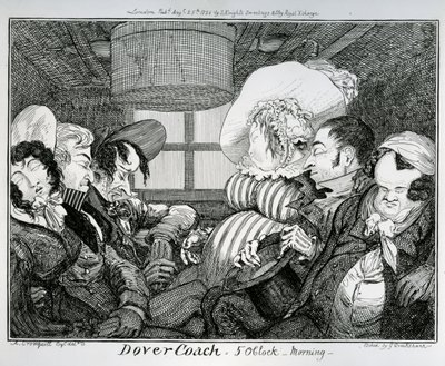 Dover Coach, 5 oclock morning, gravado por George Cruikshank, 1826 de Alfred Crowquill