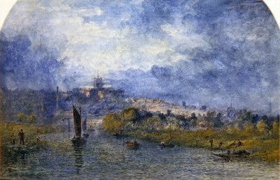 Sunset Over Norwich (aguarela sobre papel) de Alfred Dawson