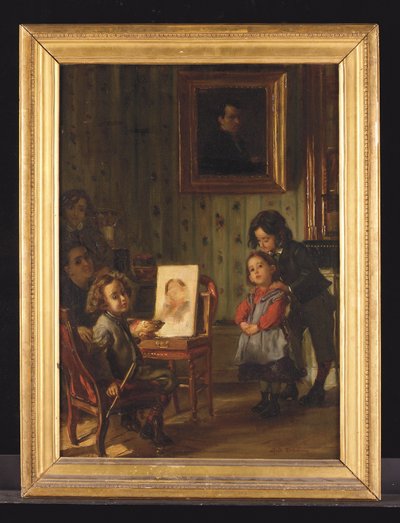 Interior, a família do artista (óleo sobre tela) de Alfred Dehodencq