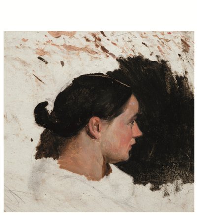 Retrato de uma rapariga (óleo sobre papel) de Alfred Dehodencq