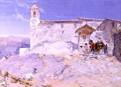 Sta Rocco, Olevano (aguarela sobre papel) de Alfred Downing Fripp