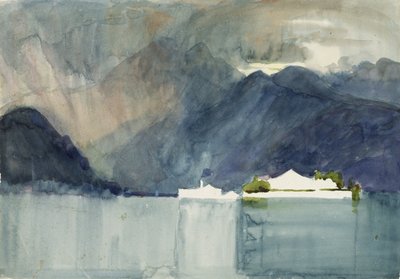 Um lago suíço (wc) de Alfred East