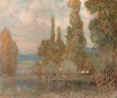 À beira do lago, século c19th, 1911 de Alfred East
