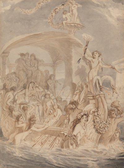 Cleópatra sobre o Cydnus ao encontro de António de Alfred Edward Chalon