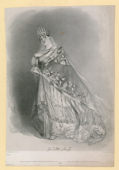 Giuditta Pasta, gravada por RJ Lane, publicada em julho de 1837 de Alfred Edward Chalon