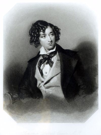 Retrato de Benjamin Disraeli Esquire (1804-81) MP, gravado por H. Robinson, c.1840 de Alfred Edward Chalon