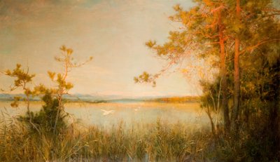 Reedy Mere e Sunlit Hills, 1890-91. de Alfred Edward East