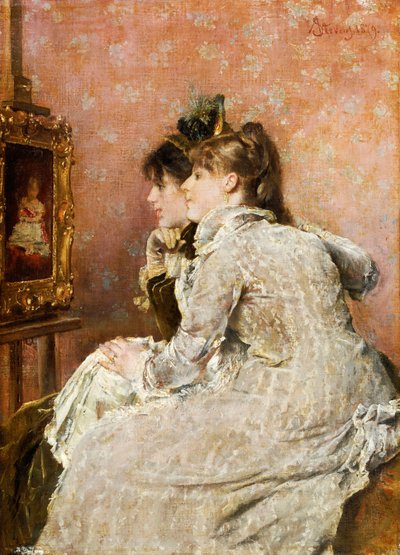 Admirando o retrato, 1879 de Alfred Emile Stevens
