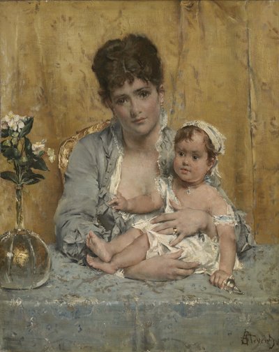 Mãe e Filho, c.1875-80 de Alfred Emile Stevens