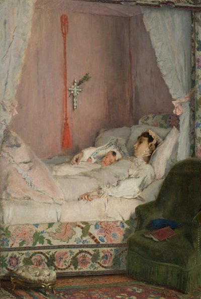 Une mère (Uma mãe), c.1870 (óleo sobre painel) de Alfred Emile Stevens