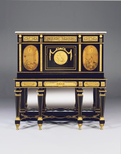Gabinete de apoio, incorporando painéis de marchetaria e elementos de construção de uma cômoda de David Roentgen, os suportes do friso atribuídos a François Redmond de Alfred Emmanuel Louis Beurdeley