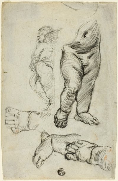 Esboços de Putti (frente); Estudo para Ornamento (verso) de Alfred George Stevens