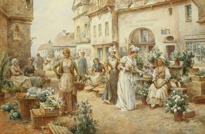 Um mercado de flores, França, 1900 de Alfred Glendening