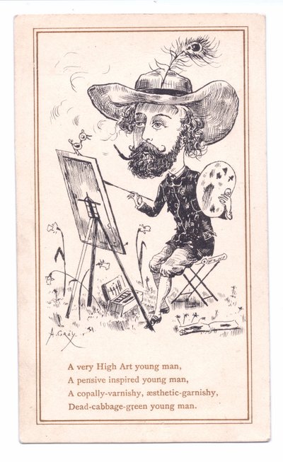 Cartão de Boas Vitorianas de um artista estético pintando um quadro, c.1881 (monocromático) de Alfred Gray